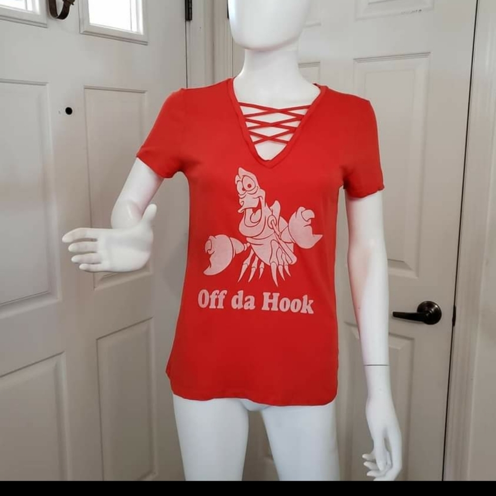 Disney Parks red Little Mermaid 'off da hook' tee